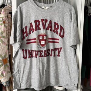 H&M Gray Harvard University Short Sleeve Tee with Red Print